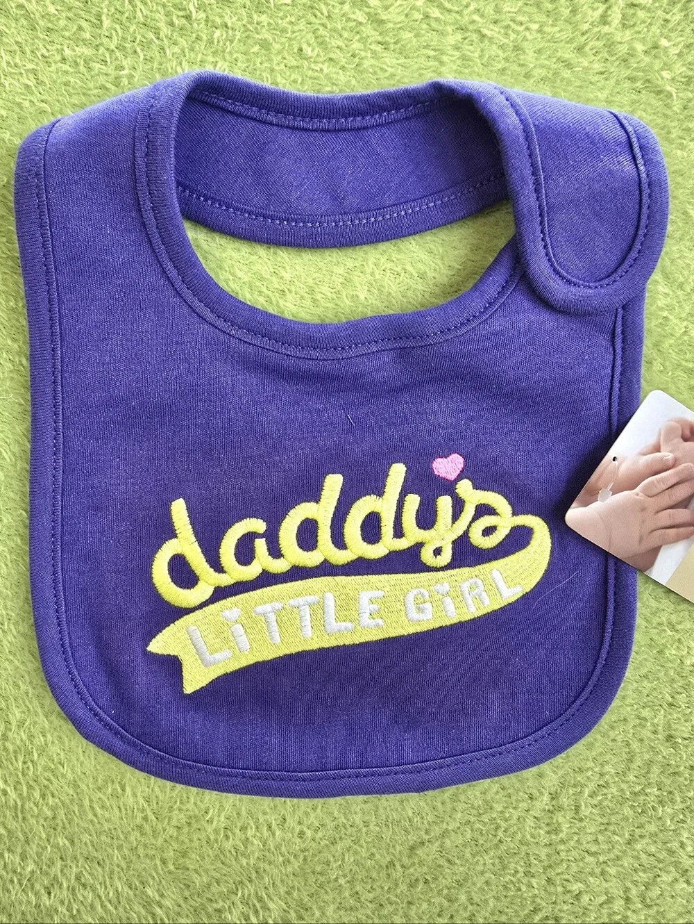NWT 0-12M BABY BIB Carter's Purple Yellow & Pink Heart Daddys Little Girl (Q5)